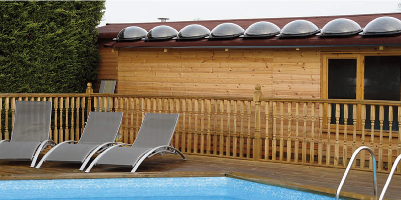 Pods can be fitted to your roof for most solar gains to heat your swimming pool with efficiency