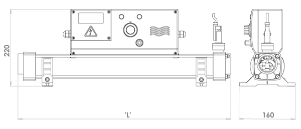 Vulcan Elecro analogue pool heater dimensions