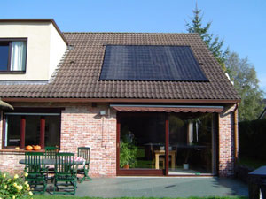 Solar Matting swimming pool heater installed on a roof
